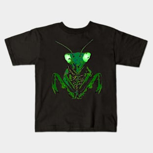 Praying Mantis with glowing eyes Kids T-Shirt